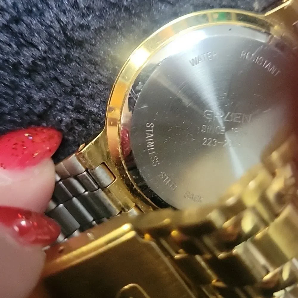 Vintage Gruen Gold Colored Black Detail Watch